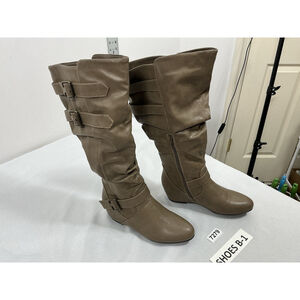 Womans New Nature Breeze Knee High Riding Boots 8 Tan Strappy Slouch